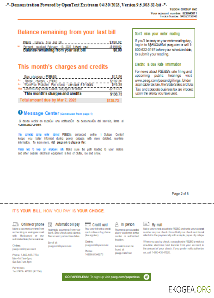 Projet de loi sur les services publics PSEG de New York, page 2, SCR